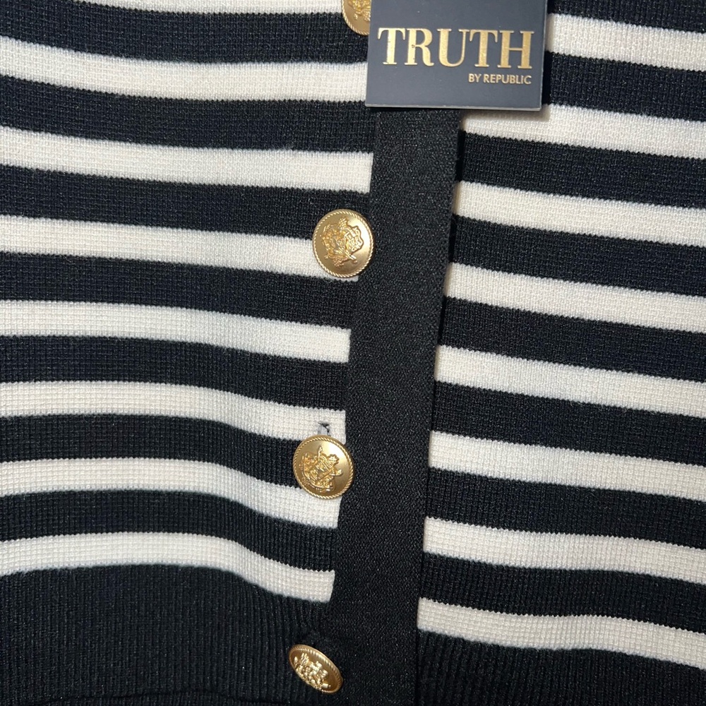 NWT Truth Black and White Striped Knit Vest - Picture 4 of 5